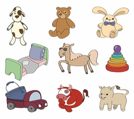 vector set of toys