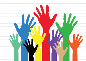 Background colorful silhouette hands design