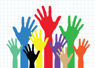 Background colorful silhouette hands design