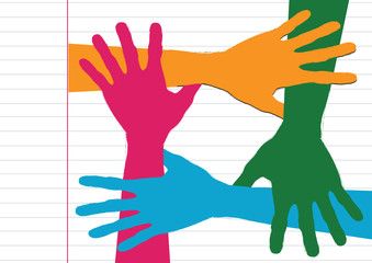 Background colorful silhouette hands design