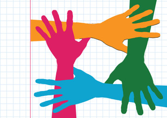 Background colorful silhouette hands design