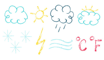 Set of weather icons - chalk design