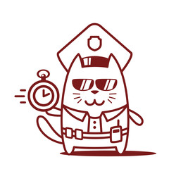 Character police in officer's cap and in the form of police with