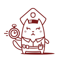 Character police in officer's cap and in the form of police with