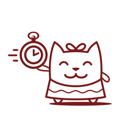 Character little girl in a dress with a bow on head line art