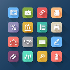 Colour flat icons for business and website design. Vector illust