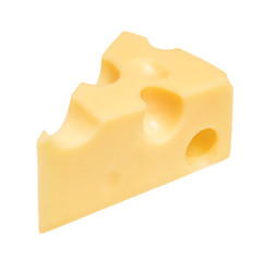 piece of cheese on white background