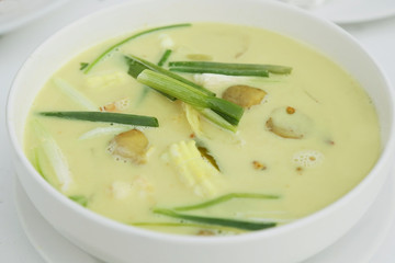 thai seafood soup in coconut milk