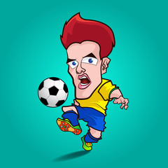 Obraz premium yellow shirt play football cartoon