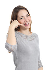 Beautiful woman gesturing call me