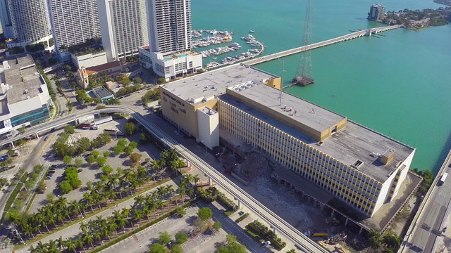 Aerial view of a building demolition
