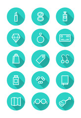 Make up and shopping icon set. flat icons. vector