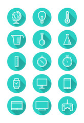 Technology and science icons. flat icon set. vector