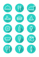 food and cooking icons set. flat icons, vector