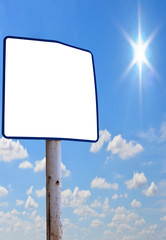 Blank billboard against blue sky, put your own text here