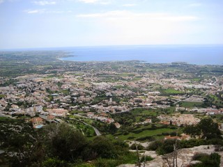 Fototapeta na wymiar Widok z lotu ptaka na Cyprze miasto ob