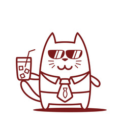 Character businessman in a business suit with a tie and sunglass