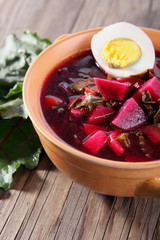 borsch with beetroot leaves