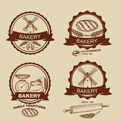 Set of vintage bakery badges and labels.