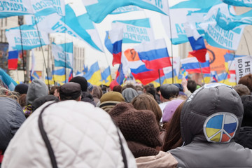 Protest manifestation of muscovites against war