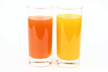 The drinks on the white background