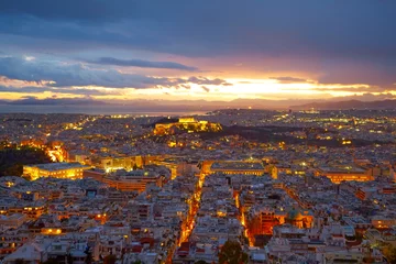 Fototapeten Athen, Griechenland. Nach Sonnenuntergang. © SJ Travel Footage