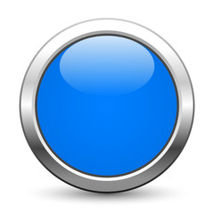 Blauer metallischer Knopf mit Textfreiraum