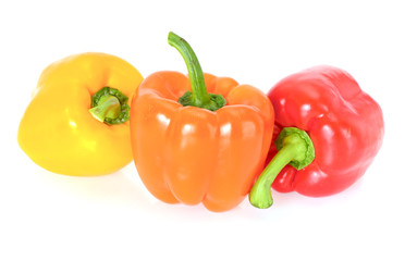 Colored Fresh Sweet Pepper Isolated on White Background
