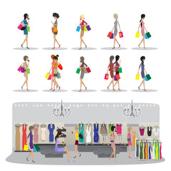 Fototapeta premium Shopping Women - Isolated On White Background