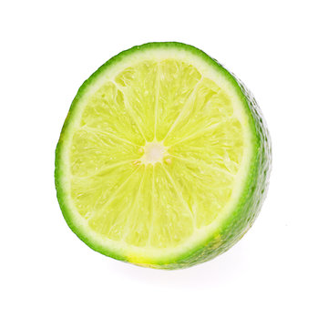 Fresh Ripe Lime, Isolated on White Background.