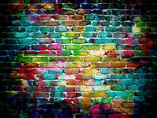Fotobehang Graffiti graffiti bakstenen muur
