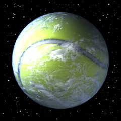 Planet Erde als Tennisball vom Orbit, zentriert