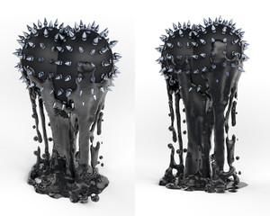 Herz mit Spikes, schwarze Flüssigkeit, BDSM, surreal
