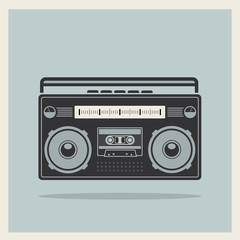 Classic 80s boombox on Retro Background Vector