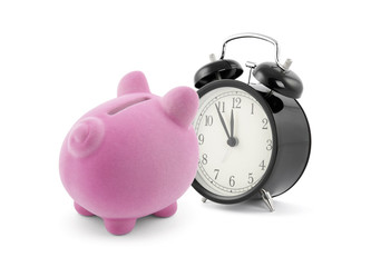 Piggy bank with alarm clock