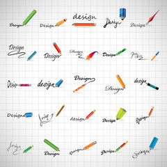 Pencil Icons Set - Isolated On Gray Background