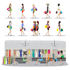 Fototapeta premium Shopping Women - Isolated On White Background