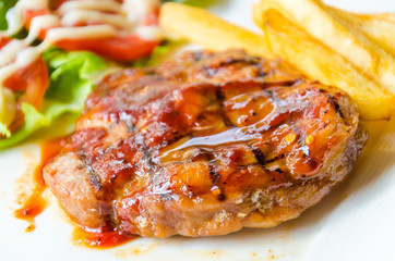 Barbecue grilled pork steak