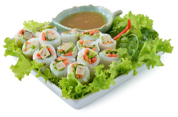 vegetables and in noodle tube