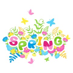 Spring inscription of colorful letters