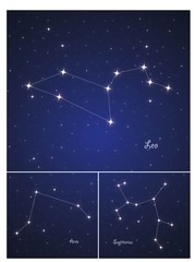 Fototapeta premium Constellations Sagittarius , Leo and Ares