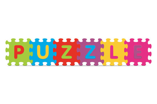 Vector "PUZZLE" written with alphabet puzzle