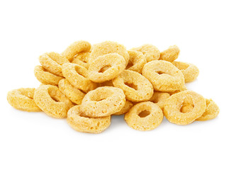healthy cereal rings isolated on white background
