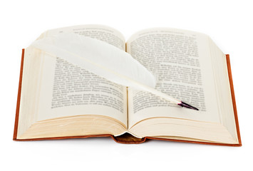 old book with quill pen