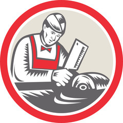 Butcher Woodcut Circle Retro