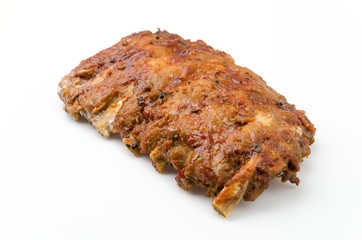 Ribs bbq pork isolated white background