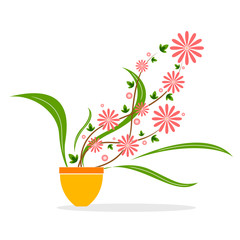 Vector design of fower in pot