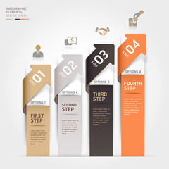 Modern arrow business steb options banner. Vector illustration.