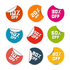 Colorful Vector Discount Stickers, Labels Illustration Set
