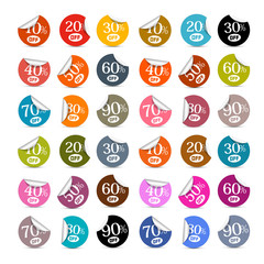 Colorful Vector Discount Stickers, Labels Illustration Set